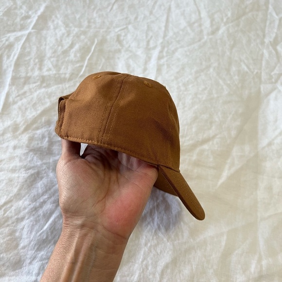 Carhartt Infant Stretch Elastic Back Hat Brown Solid Logo Patch 6 Panel - Picture 4 of 7